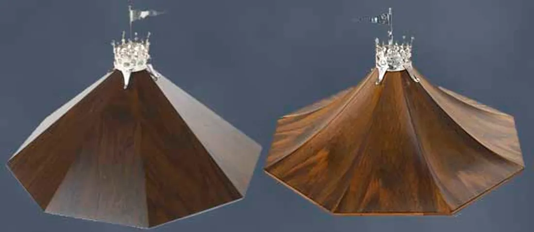 The bevelled, mirrored roof